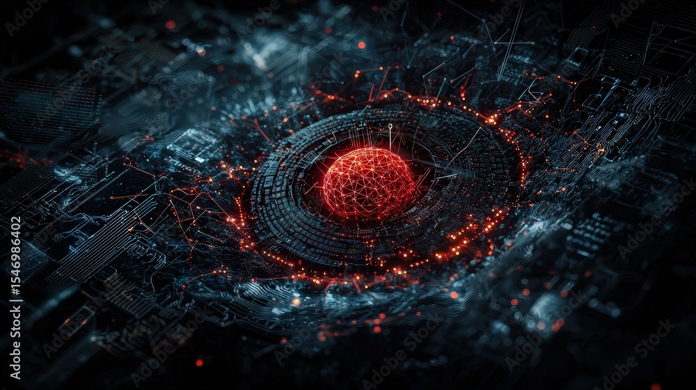 Aufkleber futuristic energy burst digital realm abstract visualization cosmic environment close-up view techno