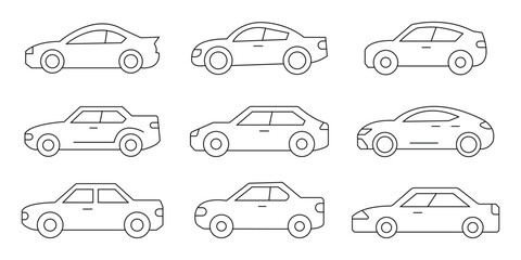 Car icon set. simple car line icon.