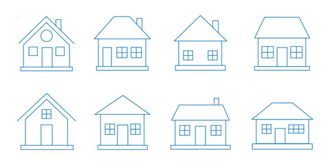 Vector set of house thin line icons. house icon . home icon set.