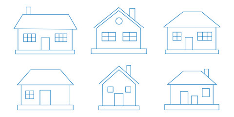 Vector set of house thin line icons. house icon . home icon set.