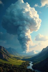 A swirling vortex of vapor, representing greenhouse gas emissions rising into the atmosphere, creating a visual metaphor for climate change and global warming , nitrous oxide, ecological balance