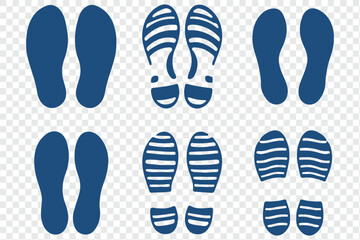 Shoe print boot, foot step silhouette mark. Shoe print set. eps 10