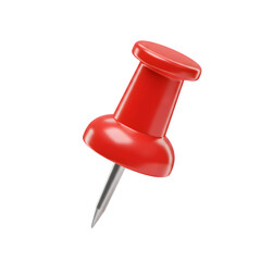 3D Red Push Pin Isolated on White or Transparent Background