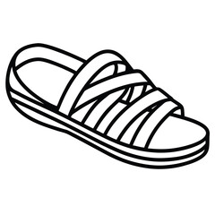 Sandals Line Art Vector Icon | Minimal Black and White Fashion Illustration