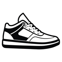 Sneakers Line Art Vector Icon | Minimal Black and White Fashion Illustration