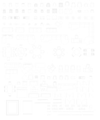 2D CAD furniture symbol set sofa chair set dining table automatic vector format