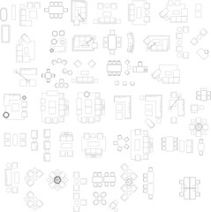CAD Blocks - Mobiliario (Furniture) Plan View Vector Format