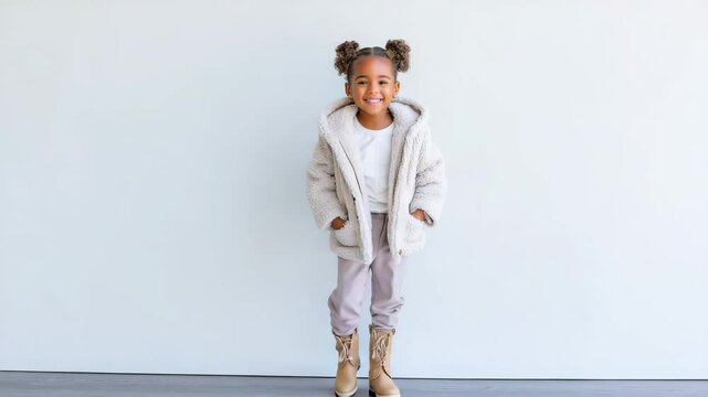 child wearing cozy stylish everyday clothing surrounded by clean background