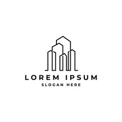 Fototapeta premium apartment building city building logo in outline linear design style