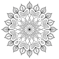 mandala flower coloring page line art