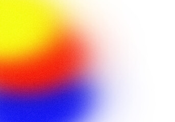 Obraz premium Abstract grainy color gradient shape cutout on transparent background, yellow red blue glowing color grainy backdrop design, noise texture effect, grunge texture