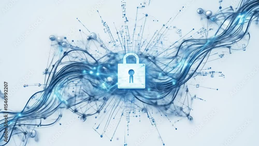 Aufkleber connected data stream is a reflection of modern technology integration with high security. 4k video