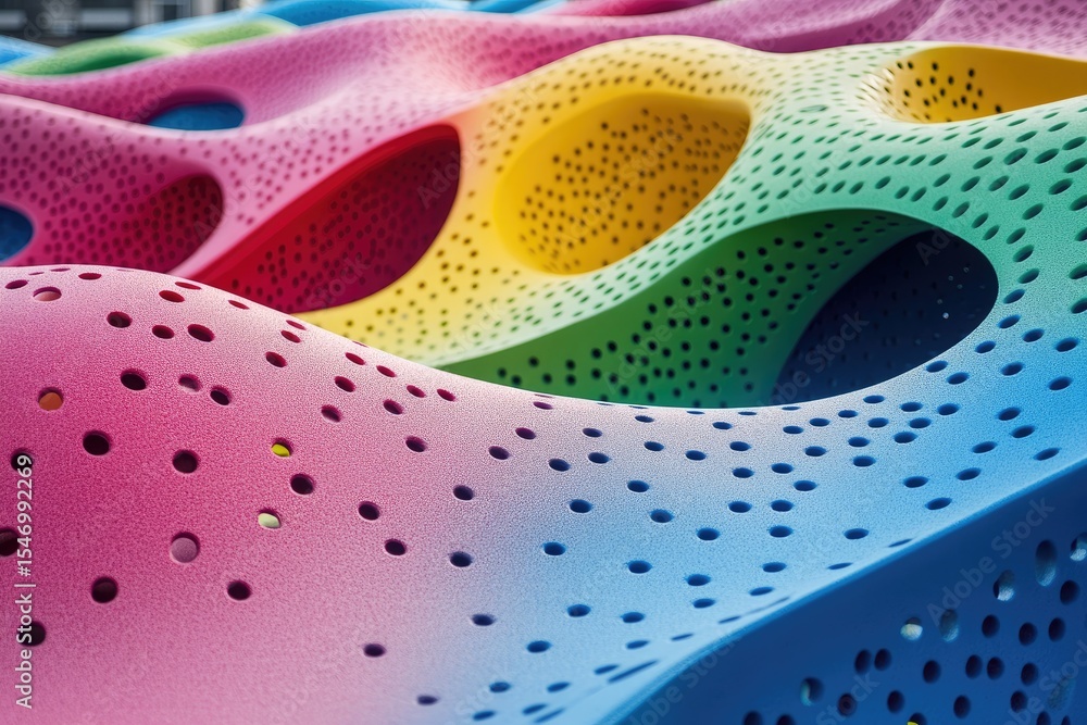 Aufkleber abstract colorful 3d surface with organic shapes and perforated pattern