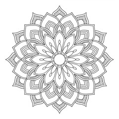 mandala flower coloring page line art