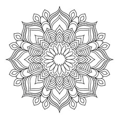mandala flower coloring page line art