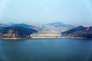 View of North Korean Propaganda Village from Jogang Observatory, in South Korea