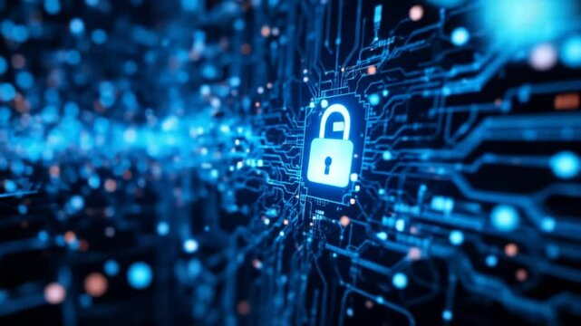 Connected Data Stream Is A Reflection Of Modern Technology Integration With High Security. 4k video