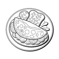 vector illustration of omelette coloring page line art