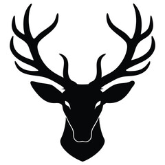Naklejka premium Deer head silhouette vector illustration with antlers and wildlife theme