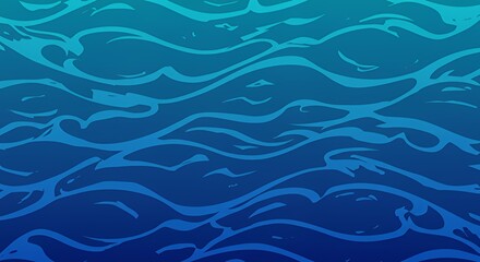 Abstract Deep Ocean Waves: Teal and Blue Gradient Swirl Pattern