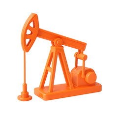 Oil pump jack model in bright orange color with smooth surface