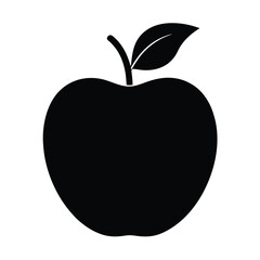 Red apple vector illustration: fresh, healthy fruit design with a green leaf icon