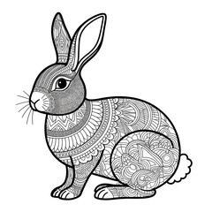 vector illustration of a mandala design rabbit colouring page