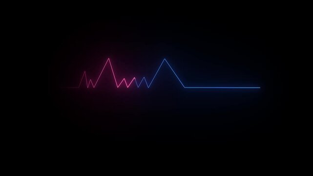 Neon heartbeat and pulse illustration background.,Heartbeat monitor pulse graphic neon glowing light animation