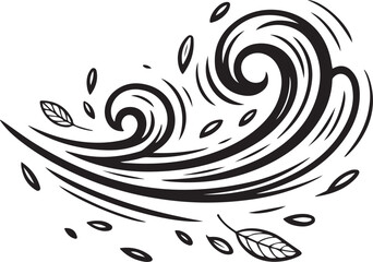 Fototapeta premium Swirling Wind Gust Doodle Vector with Curvy Motion Lines