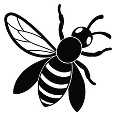 Cute Cartoon Bee Flying Near a Flower on White Background