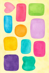 Abstract colorful shapes illustration on grid background ideal for creative design projects modern art education templates web graphics playful abstract layout unique design Pro.