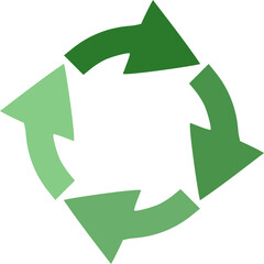 Infinite Cycle – Four circular arrows symbolizing continuity, from deep, rich green to light green.