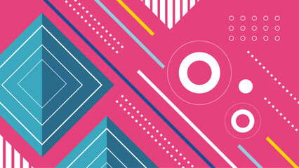 Obraz premium Abstract geometric design with yellow purple and white shapes. Suitable for backgrounds, prints, websites, and modern graphic projects.