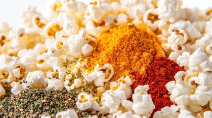 Colorful Spices and Seasoned Popcorn for Creative Food Photography