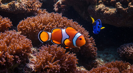 clown fish on coral reef