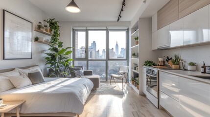 Fototapeta premium Bright Modern Studio with Sleek Design and Space