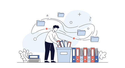 Organizing digital data with files and folders abstract system business technology illustration