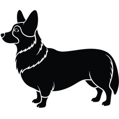 Black and white vector illustration of a cute, isolated domestic dog