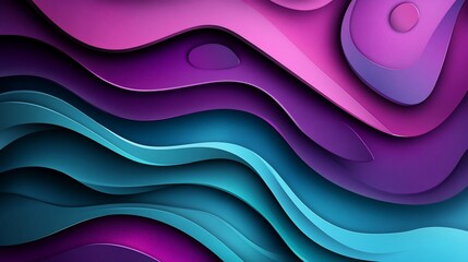 Abstract layered background with wavy shapes in blue, pink and purple colors, modern and elegant design for banners and posters