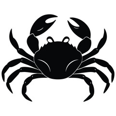 Blue crab vector illustration: a tribal tattoo design featuring a black spider crab silhouette, perfect as a seafood symbol or zodiac icon