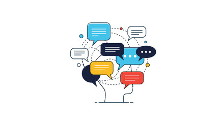 Abstract vector illustration depicting communication and exchange of information through digital channels