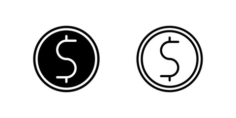 Clean dollar currency icons featuring USD symbols and money representations for financial applications and e-commerce