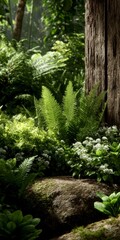 Lush Green Tropical Foliage  Ferns  Plants  Forest  Nature Background