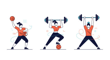 Fototapeta premium Diverse athletic female activities a stylish vector design showcasing sport and strength