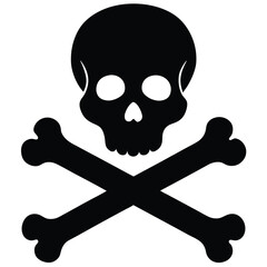 Skull and crossbones pirate flag symbol with jolly roger design and danger warning icon