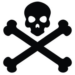 Skull and crossbones pirate flag symbol with jolly roger design and danger warning icon