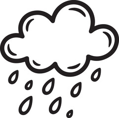 Raincloud Doodle Vector with Raindrops in Minimal Hand-Drawn Style