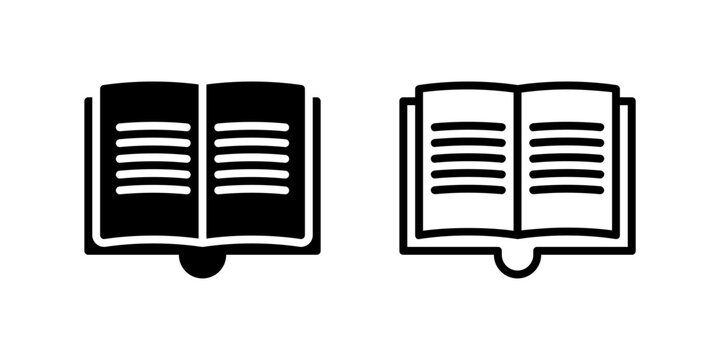 icon set of an open book, ideal for education and reading designs