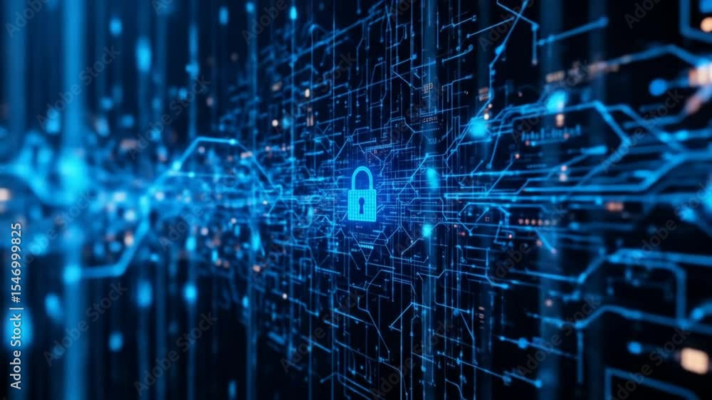 Aufkleber connected data stream is a reflection of modern technology integration with high security. 4k video