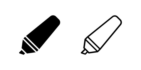 Highlighter pen icon set great for emphasis and study materials